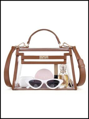 Clear PVC Crossbody Purse Twist Lock Stadium Approved Transparent Bag